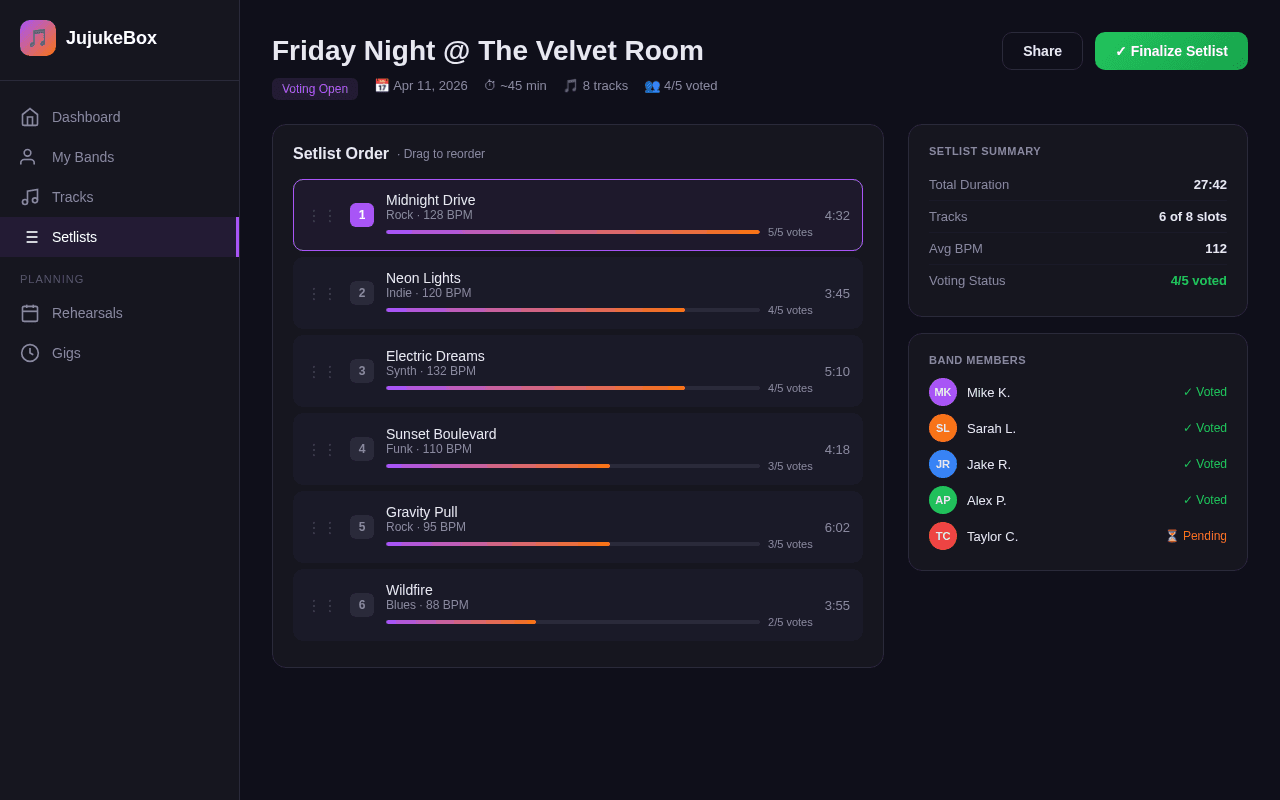 Build setlists together — collaborative setlist view